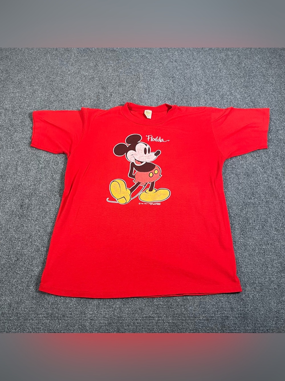Vintage Velva Sheen Red Mickey Mouse Florida T-Shirt Mens Large Made In USA